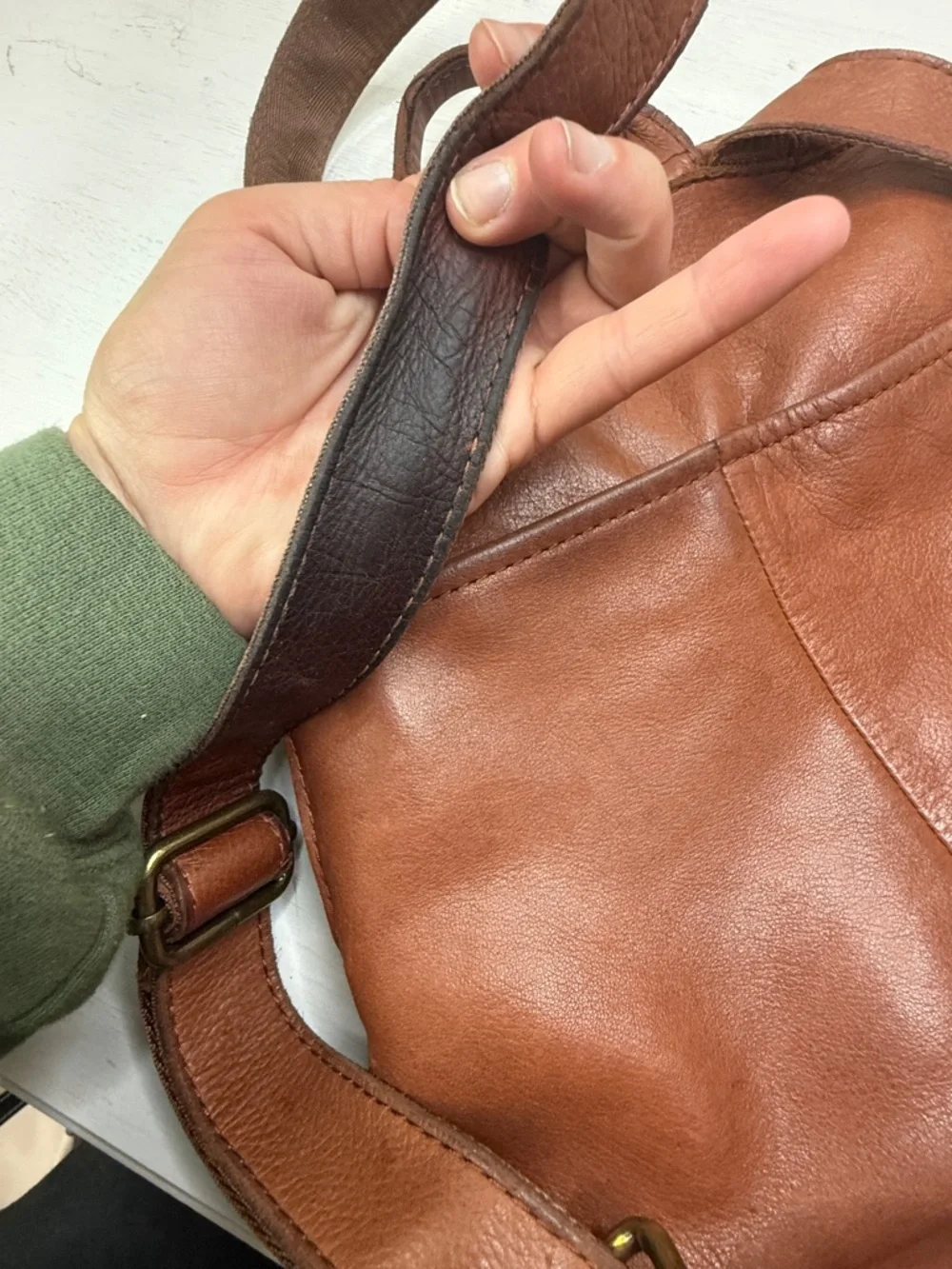 Leather Men's Tan Leather Backpack - Classic Everyday Carry